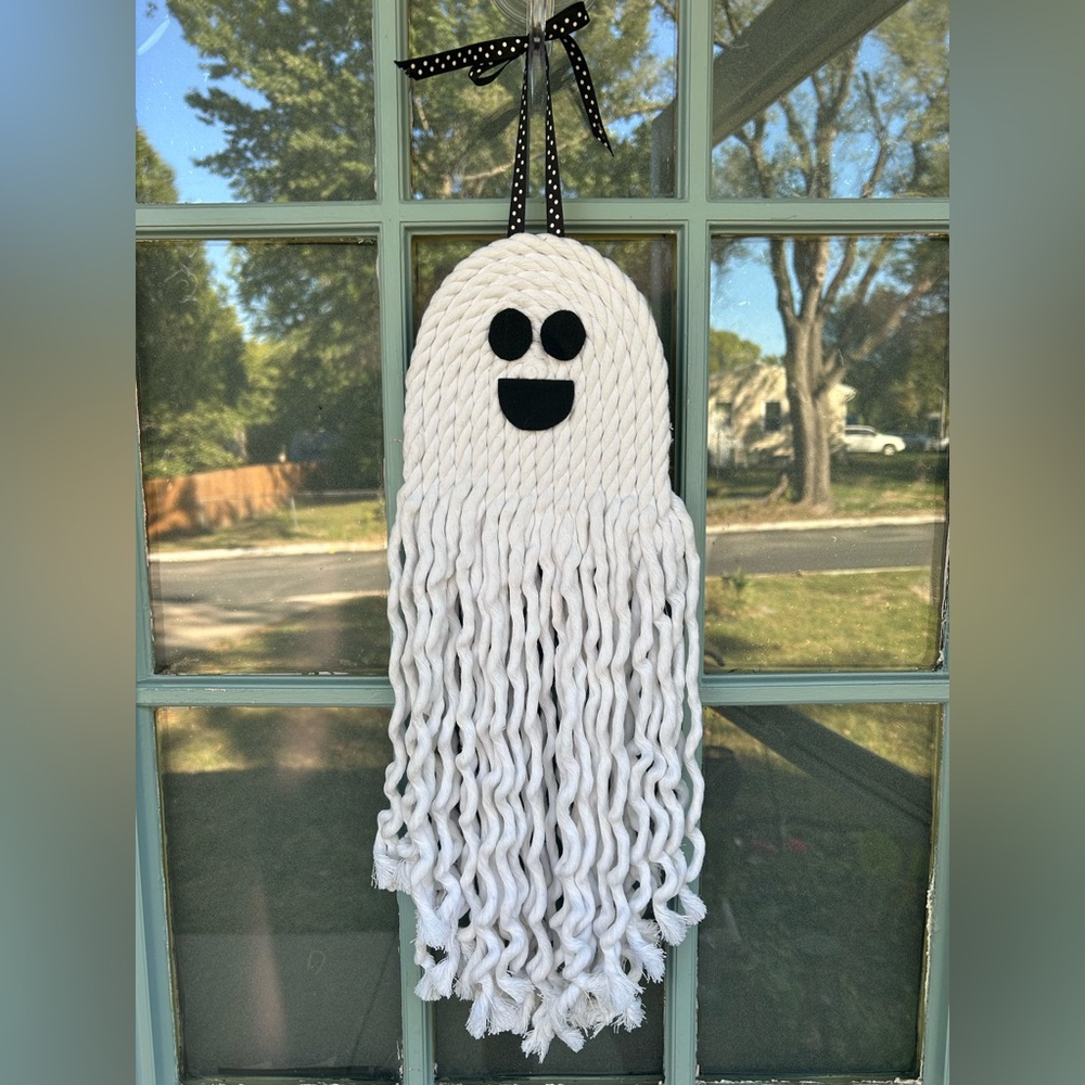 Halloween Wall Decor Spooky Ghost Handmade Hanging Boho DIY Macrame Cotton Rope